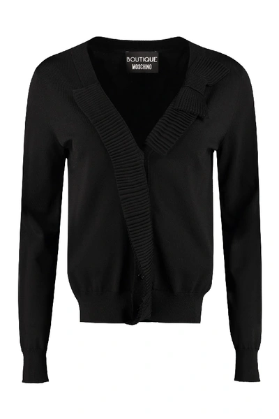 Shop Boutique Moschino Knit Cardigan In Black