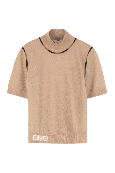 Shop Fendi Open-knit Top In Beige