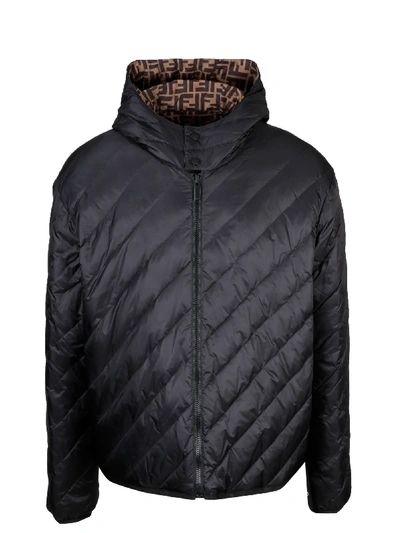 Shop Fendi Ff Travel Reversible Down Jacket In Black