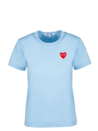 Shop Comme Des Garçons Play Red Heartlogo Patch T-shirt In Blue