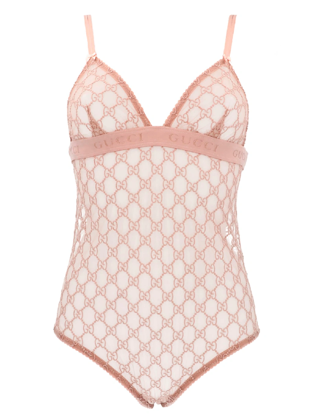 Gucci Pink Tulle Gg Bodysuit | ModeSens