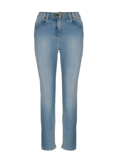 Shop Balmain B Skinny Crop Jeans In Blue