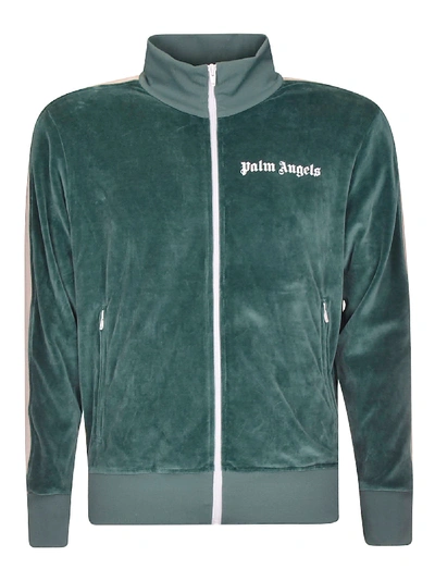 Shop Palm Angels Chenille Track Jacket In Pine Green/white