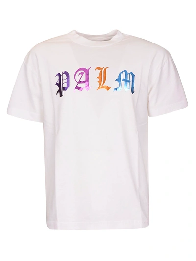 Shop Palm Angels Gothic Logo T-shirt In White/multicolor