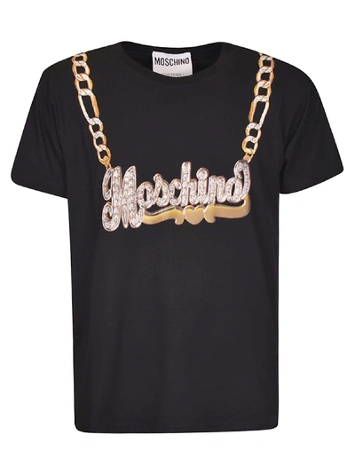 Shop Moschino Chain Logo T-shirt In Black