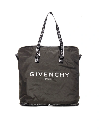 Shop Givenchy Light 3 Packaway Nylon Tote Bag In Black White