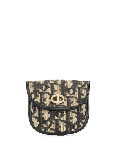 Pre-owned Dior  Trotter Print Coin Pouch In 棕色