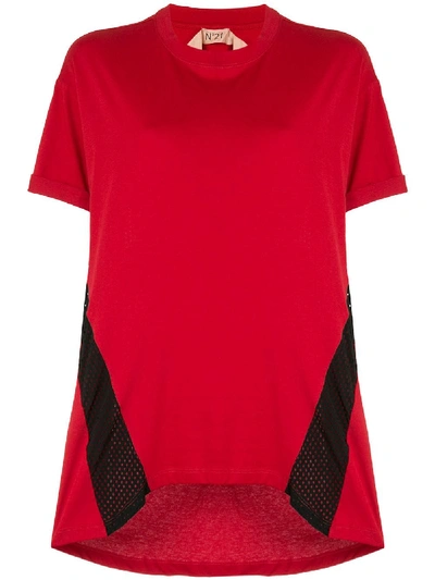 Shop N°21 Mesh-panelled T-shirt In Red