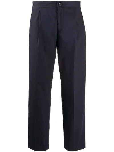 Shop Apc Amalfi Straight-leg Cotton Trousers In Blue
