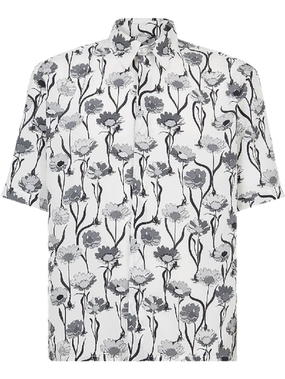 Shop Fendi Floral-print Shirt In White
