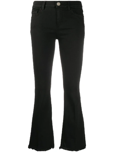 Shop Pinko Cropped Flared Trousers In Black