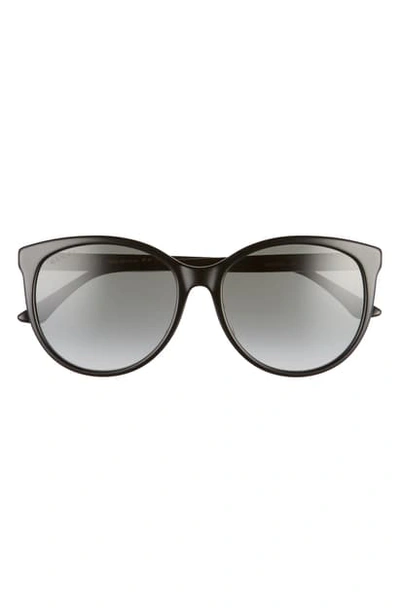 Shop Gucci 56mm Round Sunglasses In Black/ Grey