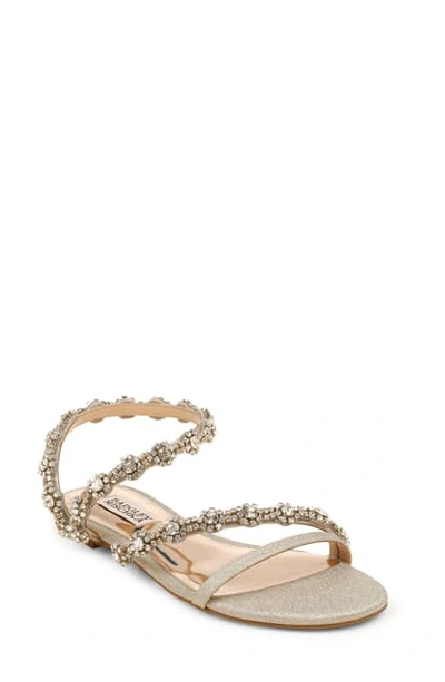 Shop Badgley Mischka Zia Embellished Sandal In Platino Glitter