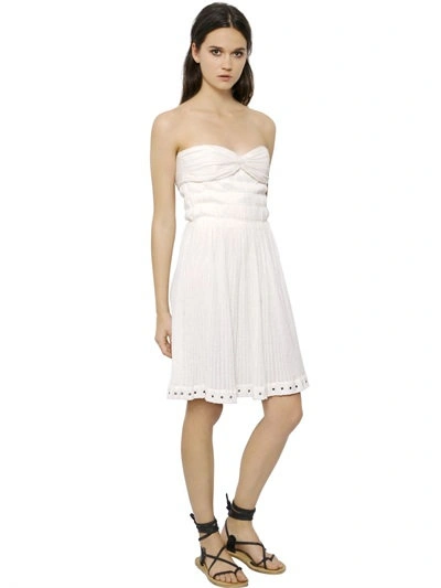 Isabel Marant Strapless Cotton Gauze Bustier Dress In Off White