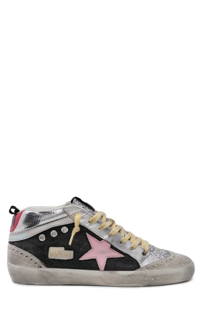 Shop Golden Goose Mid Star Sneaker In Ice/ Silver/ Black/ Pink
