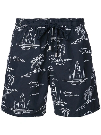 Shop Vilebrequin Embroidered Swim Shorts In Black
