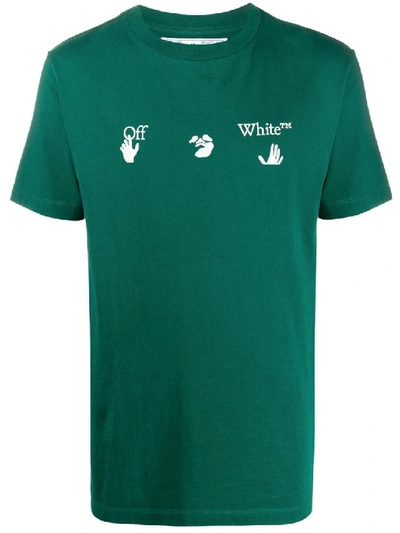Shop Off-white Slim-fit Logo T-shirt In Green