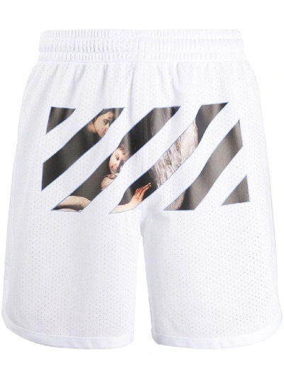 Shop Off-white Caravaggio Print Mesh Shorts In White