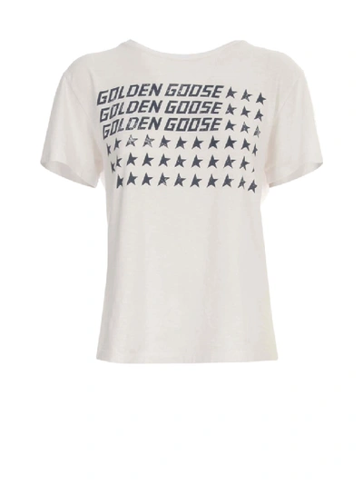 Shop Golden Goose T-shirt Ania Regular S/s Golden Flag In White