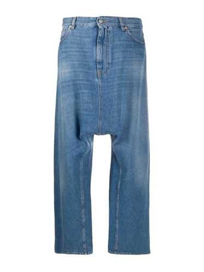 Shop Mm6 Maison Margiela Blue Denim Jeans Wide Bottom