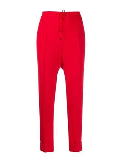 Shop Kenzo Red 'pleated' Cigarette Pants