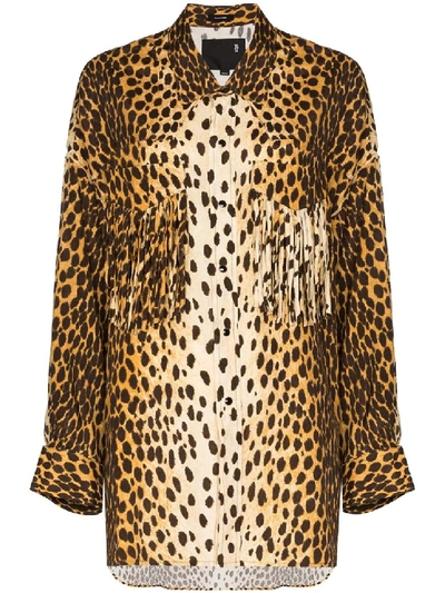 Shop R13 Western Fringed Cheetah-print Shirt In Brown