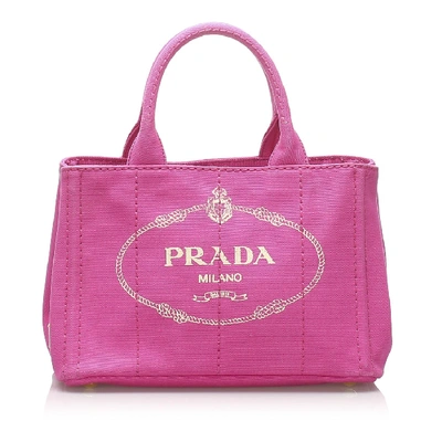 Shop Prada Canapa Satchel In Pink