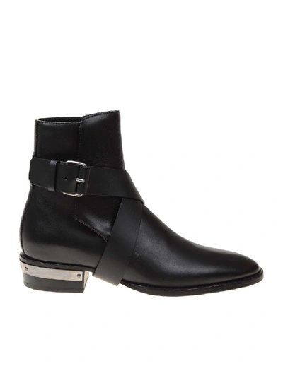 Shop Balmain Black Calf Leather Boots
