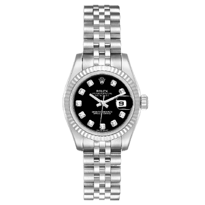Shop Rolex Datejust Steel White Gold Diamond Ladies Watch 179174 Box Card In Not Applicable