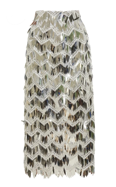 Shop Anouki Sequin Fringe Skirt In Silver