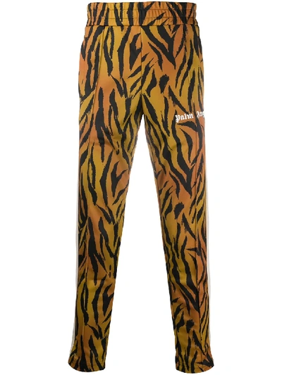 Shop Palm Angels Tiger Stripe Sweatpants In Brown
