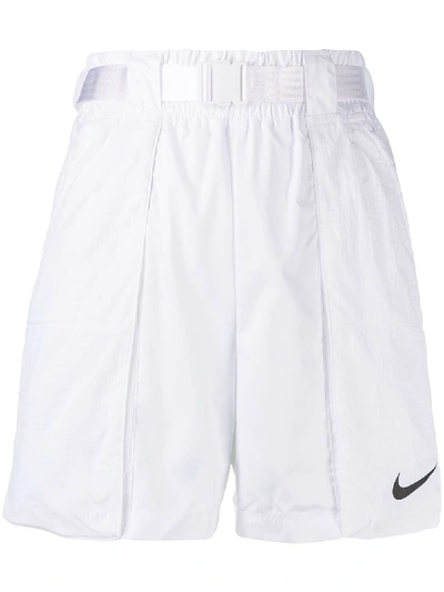 Shop Nike Belted Logo Print Shorts In White