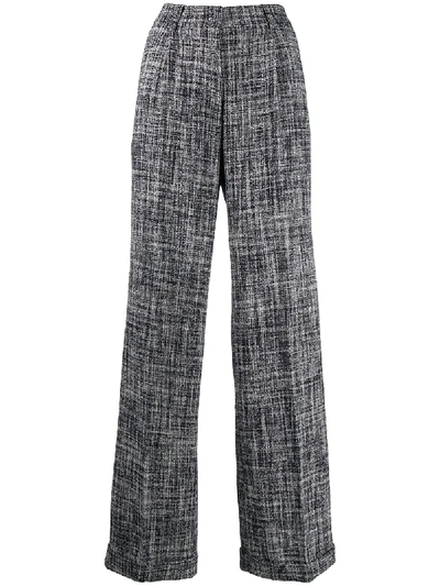 Shop Off-white Tweed Wide-leg Trousers In Blue