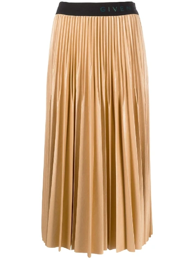 Shop Givenchy Pleated Midi Skirt In Neutrals