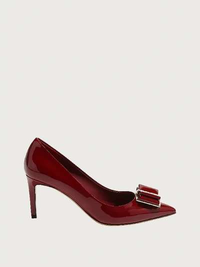 Shop Ferragamo Double Bow Pump Shoe In Red