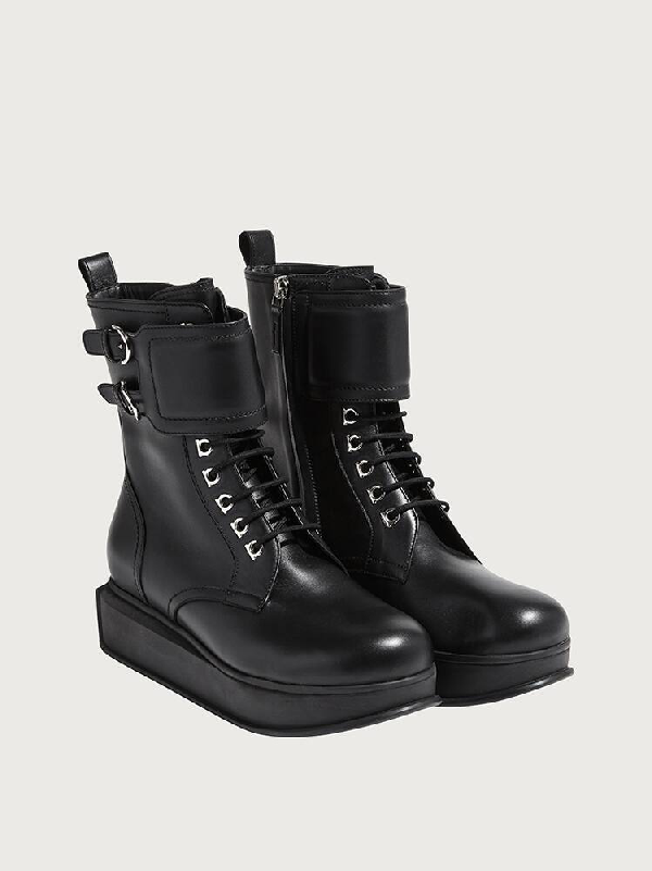 Salvatore Ferragamo Military Boot In Black | ModeSens