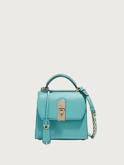 Shop Ferragamo Boxyz Bag In Turquoise