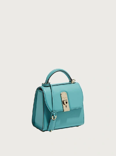 Shop Ferragamo Boxyz Bag In Turquoise