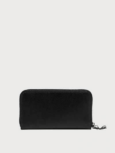 Shop Ferragamo Vara Bow Zip Around Wallet In Black