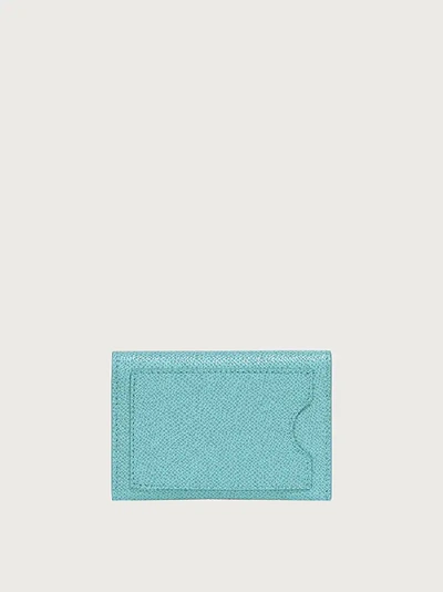 Shop Ferragamo Vara Bow Credit Card Holder In Turquoise