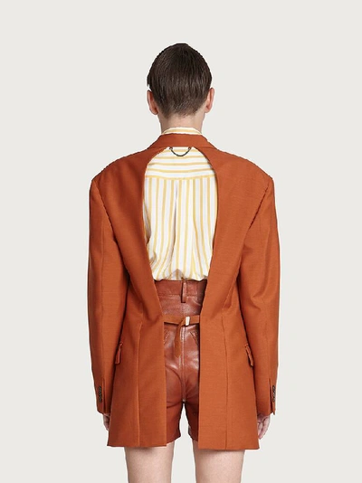 Shop Ferragamo Backless Jacket In Brown