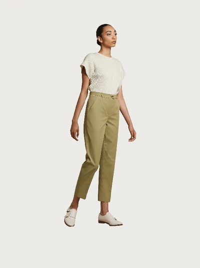 Shop Ferragamo Slim Fit Pants In Khaki Green