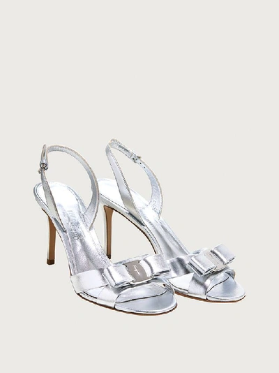 Shop Ferragamo Vara Bow Slingback Sandal In Silver
