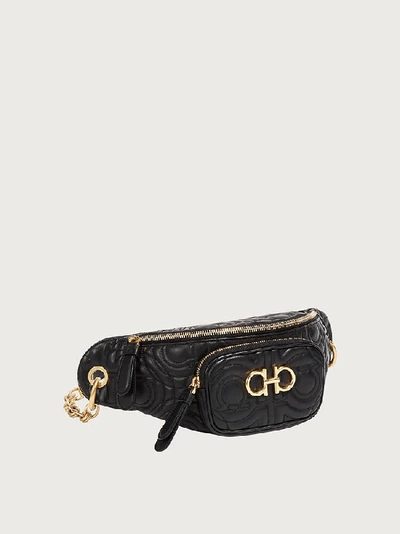 Shop Ferragamo Quilted Gancini Belt Bag In Black