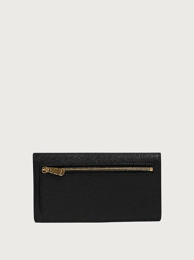 Ferragamo Woman Gancini Wallet With Chain In Black