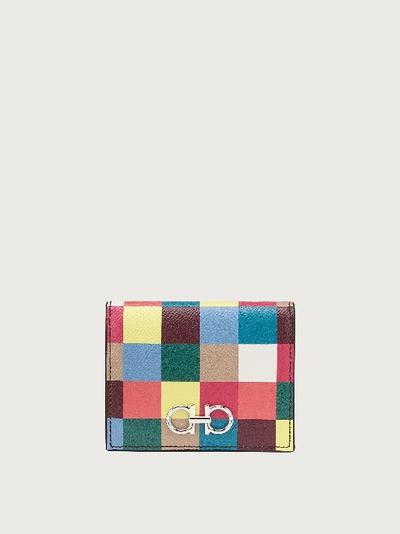 Shop Ferragamo Compact Gancini Wallet In Multicolor