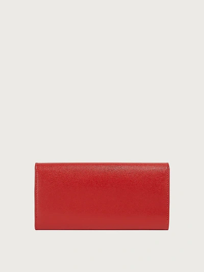 Shop Ferragamo Gancini Continental Wallet In Lipstick Red