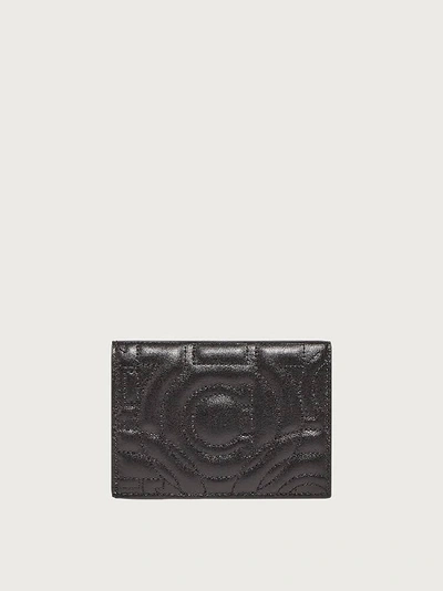 Shop Ferragamo Quilted Gancini Credit Card Holder In Black