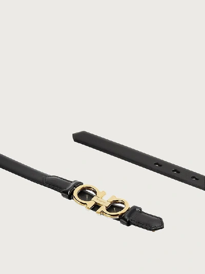 Ferragamo Gancini Calfskin Belt With Embossed Logo Design In Black