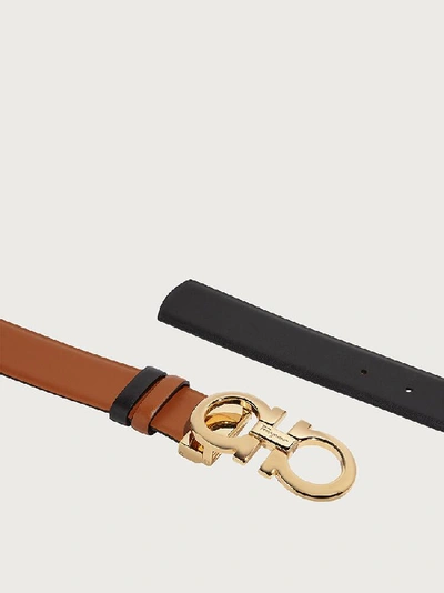Ferragamo Reversible And Adjustable Gancini Belt In Brown